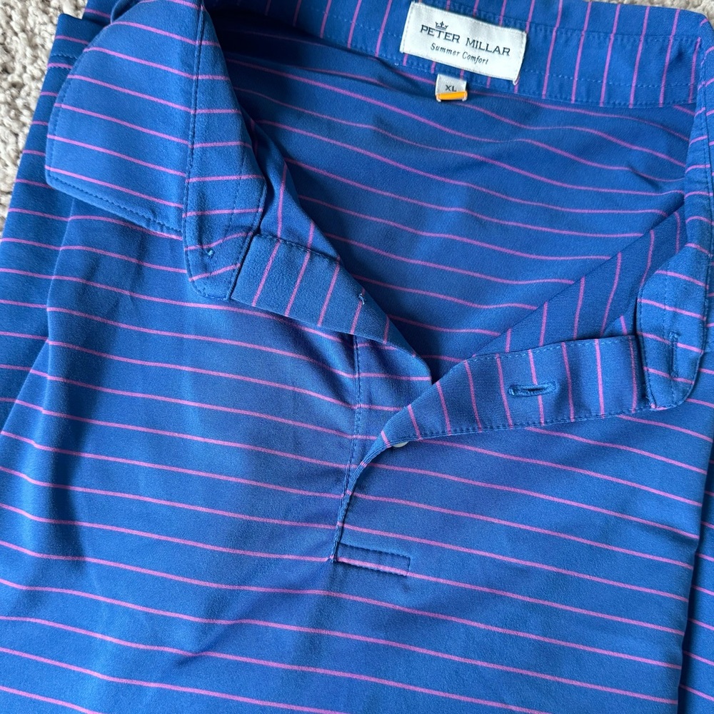 Peter Millar Vibrant Blue and Pink Polo